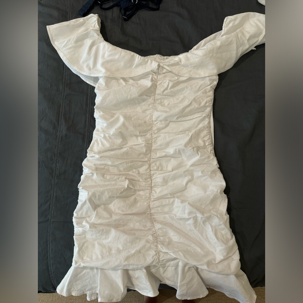 Zara mini ruffle dress in white
